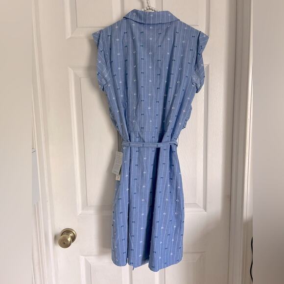 Eliza J Poplin Pinstripe Shirt Dress NWT Nordstrom Size 10 Blue - Picture 8 of 8
